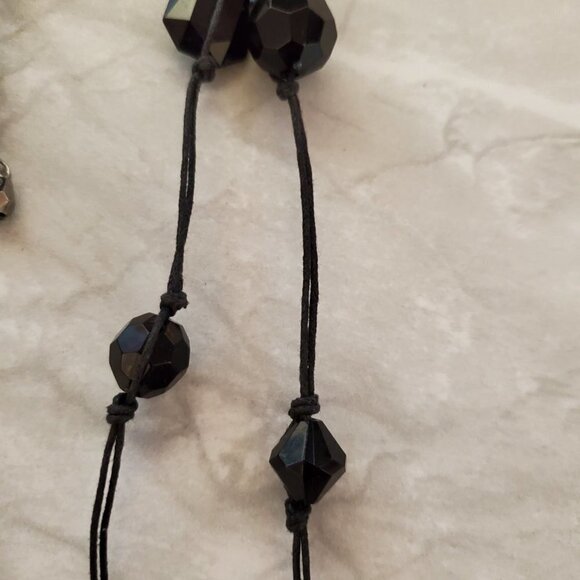 ✨ Chico's Black Silver Clear Beaded Cord Multi Strand Necklace ✨ - Picture 8 of 12